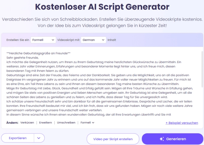 Mit Vidnoz AI Vorlage und Beispiel Videoskripts schnell kostenlos erstellen