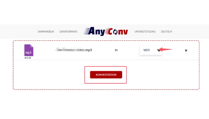 mp3 zu midi converter online mit anyconv schritt 2