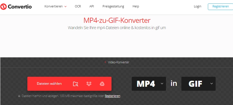 MP4-Video zu GIF kostenlos unter Windows umwandeln mit Convertio