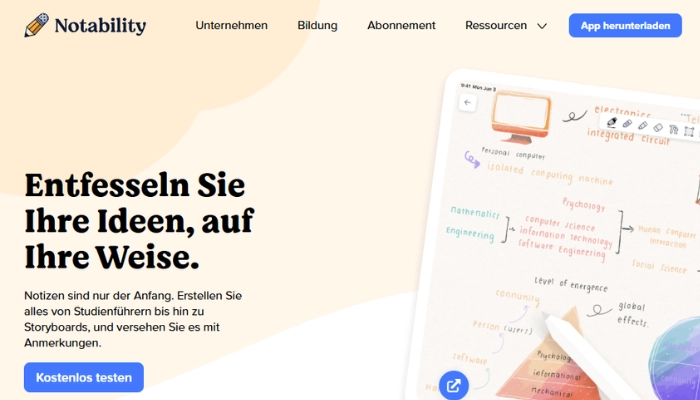 Notability Apps fuer Lernzettel