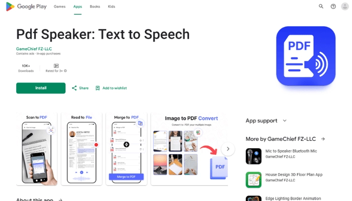 PDF Speaker - PDF zu Sprache App fuer Android
