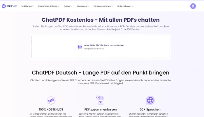 PDF Suchmaschine - Vidnoz ChatPDF