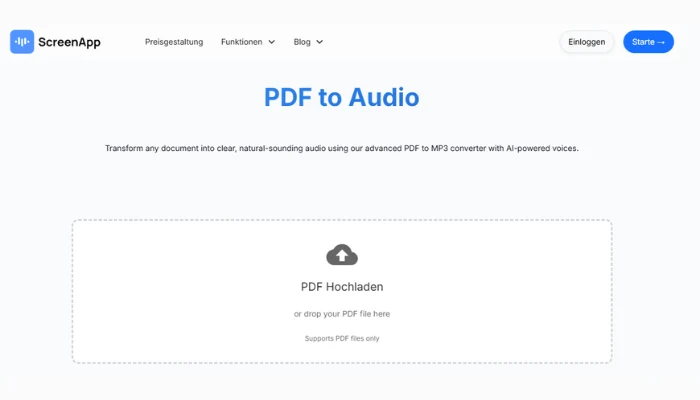 pdf zu audio screenapp