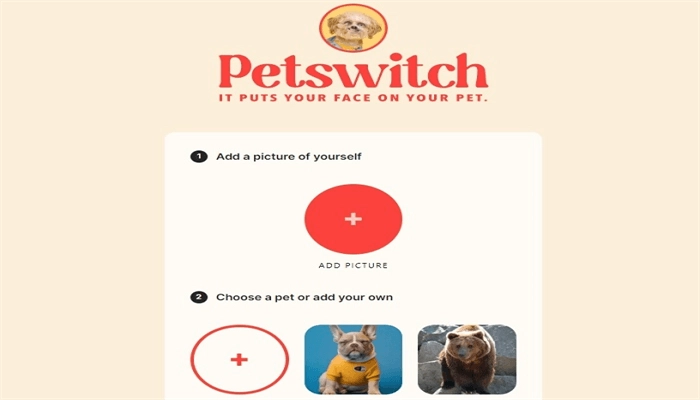 petswitch-kombinator fuer menschliche und tierische Gesichter