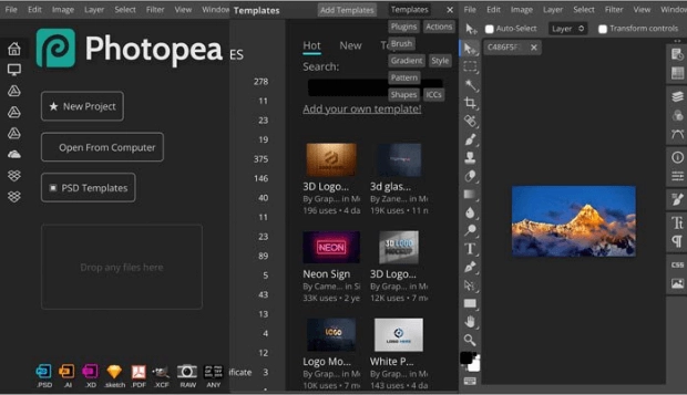 Photopea Kostenloses Online Tool um Fotos zu retuschieren ohne Anmeldung