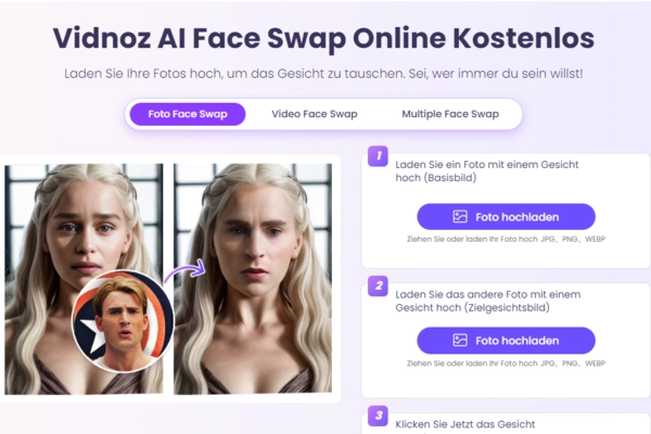 Photoshop Gesicht tauschen-Alternative Vidnoz Ai Face Swap