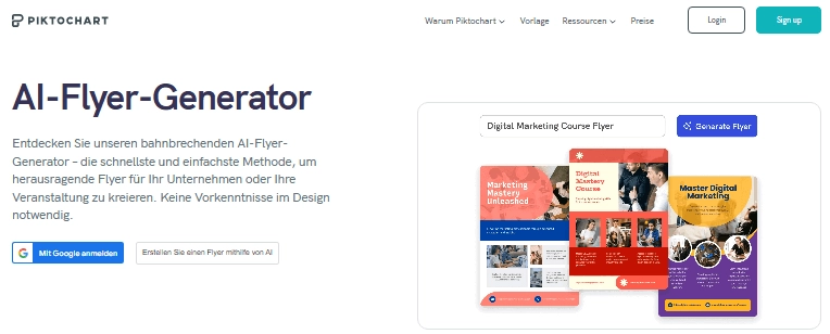 Piktochart Flyer Generator Erstellen Sie online kostenlos einen Flyer mithilfe von KI