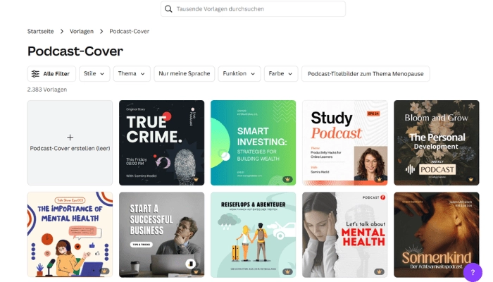 podcast cover erstellen mit canva vorlage