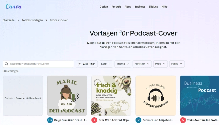 podcast cover erstellen mit canva