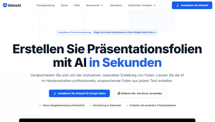 PowerPoint kostenlose Alternative - KI Praesentation Generator SlidesAI