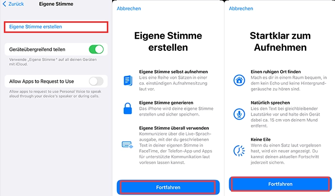 Schritt 2 Eigene Stimme auf Deutsch mit iPhone ab iOS 17 erstellen