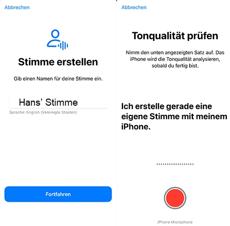 Schritt 3 Eigene Stimme auf Deutsch mit iPhone ab iOS 17 erstellen