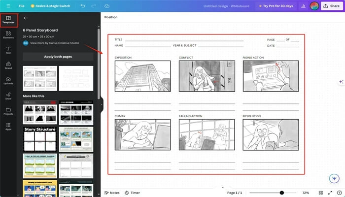 So erstellen Sie ein Storyboard fuer ein Video ueber Canvas