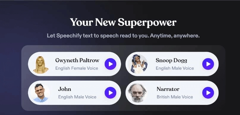 Speechify ist ein kostenloser Online Deepfake Voice AI Generator