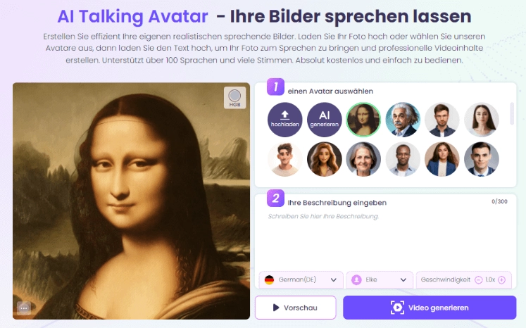 Sprechender Avatar für den YouTube-Kanal Faceless AI