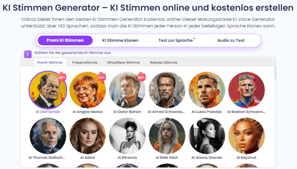 Stimmenklonen: Nutzen Sie die Stimme eines Prominenten, um seine/ihre Wünsche zu erfüllen