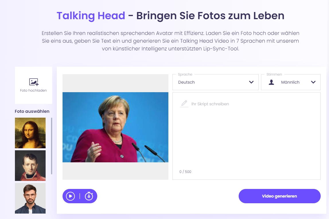 Talking Head - Angela Merkel KI Stimme