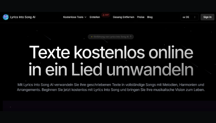 text in lied umwandeln kostenlos mit lyrics into song ai