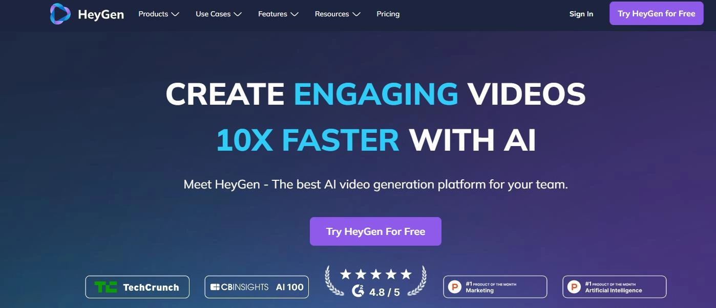Heygen -  Plattform für die KI-Generierung von Text zu Video