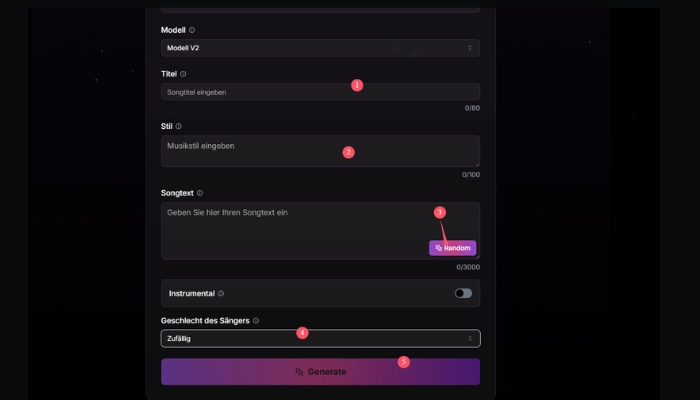 text zu lied mit lyrics into song ai