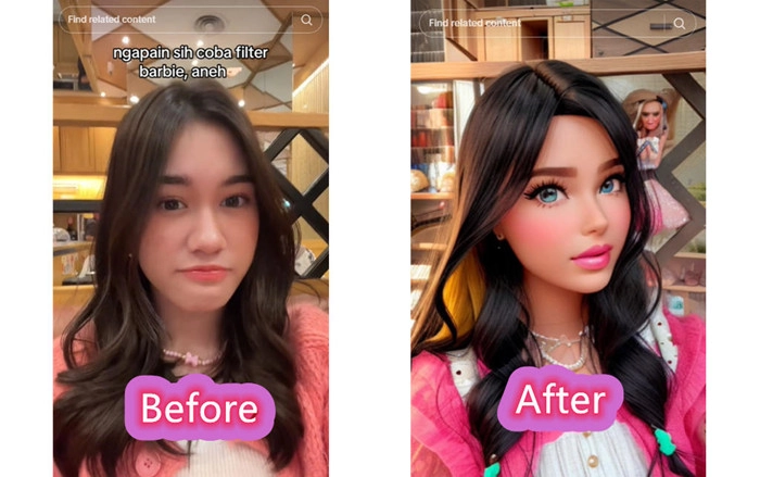 tiktok-barbie-selfie-filter-comparison