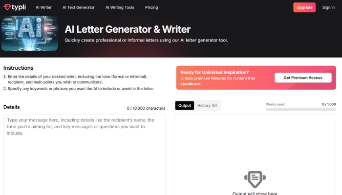 Typli Kostenloser KI-Brief-Generator