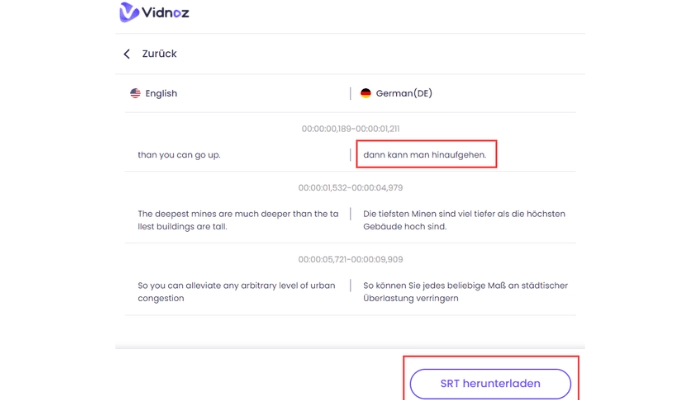 untertitel extrahieren mit vidnoz ai video uebersetzer 2