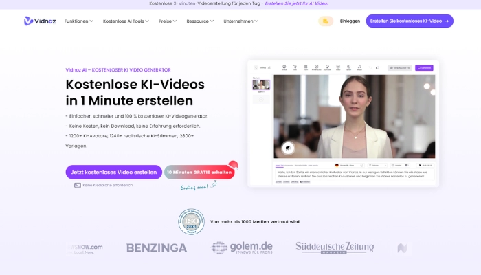 Vidnoz - Mit KI Countdown-Videos kostenlos online erstellen