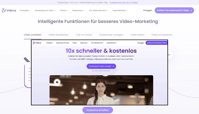 Vidnoz AI - KI-gestuetzte Erstellung von Werbevideo