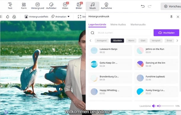 Vidnoz AI: Bilder mit Musik hinterlegen mit KI, online kostenlos​