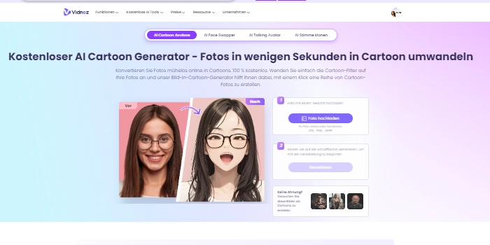 Vidnoz AI Cartoon Generator