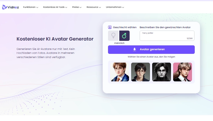 Vidnoz AI Harry Potter Avatar