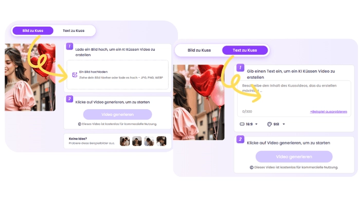 Vidnoz AI Kissing Video Generator Schritt