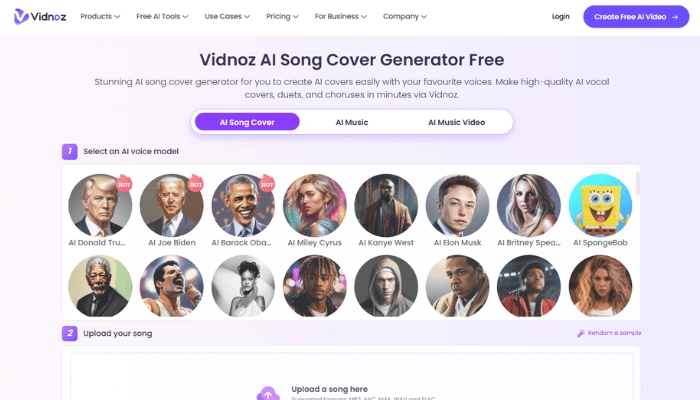 Vidnoz AI Song Cover