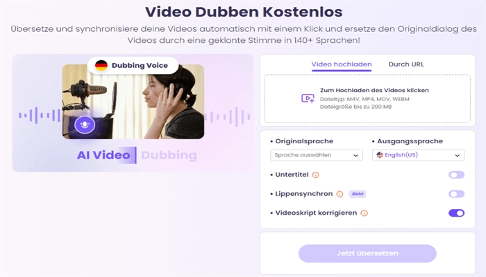 vidnoz ai video dubben fuer film synchnisation1