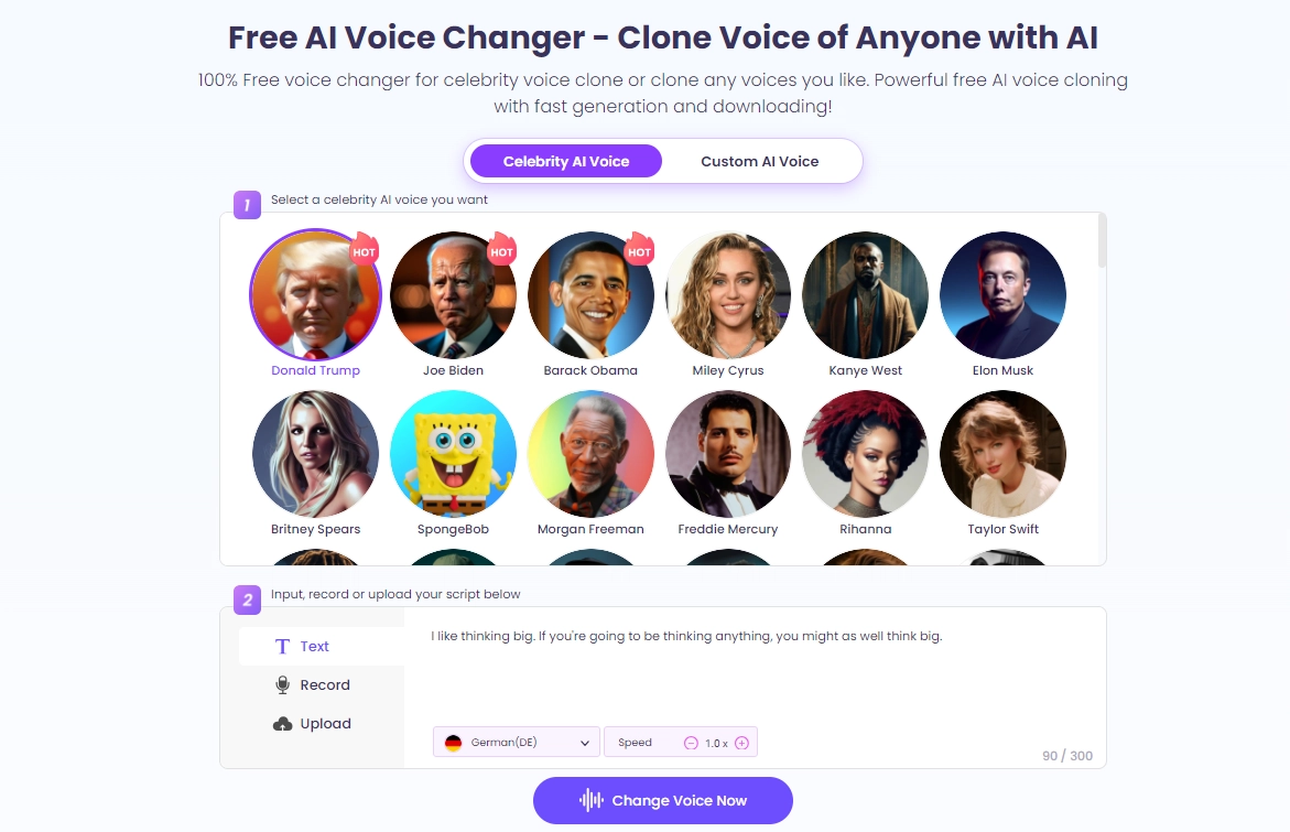 Vidnoz AI Voice clone Tool