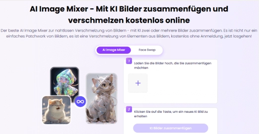 Vidnoz AI: Zwei oder sogar mehr Bilder zu einem neuen Bild mischen, online kostenlos