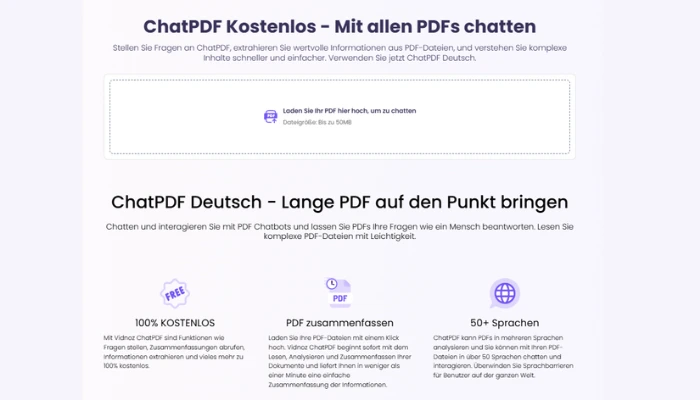 vidnoz chatpdf frage an ki stellen in pdf