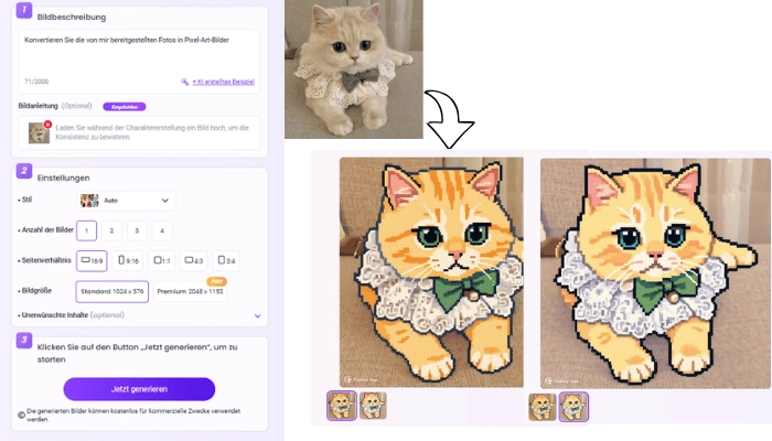 Vidnoz KI Bildgenerator - Schritt