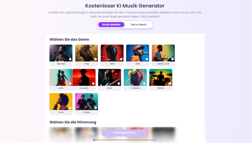 Vidnoz ki musik generator ki cover erstellen