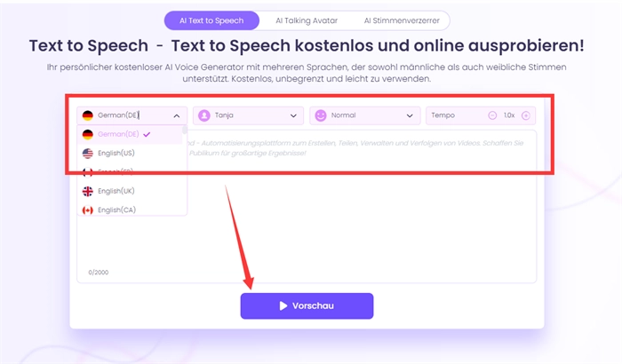Vidnoz Text to Speech kostenlos und online