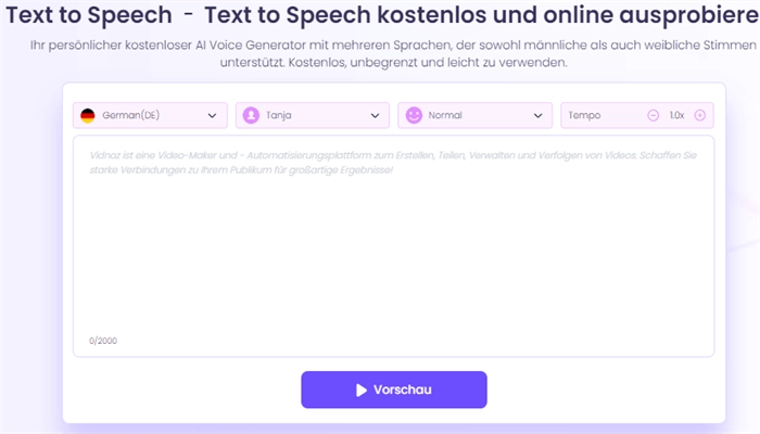 vidnoz text to speech video in link