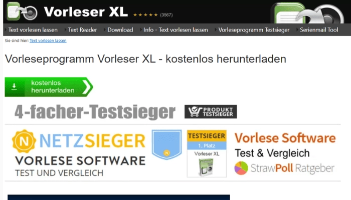 Vorleser XL - PDF vorlesen lassen auf PC