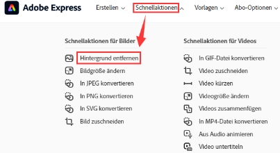 wie finde ich den Hintergrundentferner bei Adobe Express