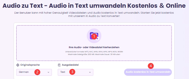 Wie transkribiere ich Audiodateien in Text mit Vidnoz AI