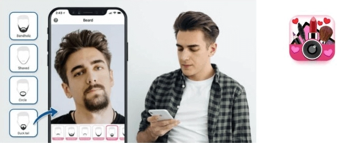 YouCam Makeup - Kostenlose Bart-Filter-App zum Simulieren des Barts