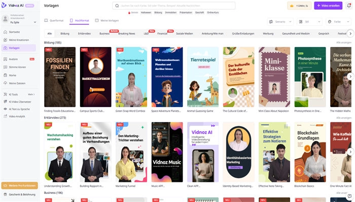 youtube-short-erstellen-vidnoz-vorlage