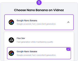 Nano Banana auf Vidnoz auswählen